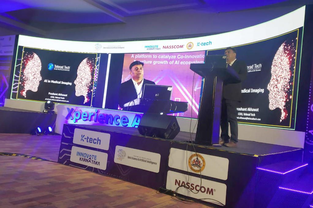 Prashant Akhawat presenting AI in Medical Imaging at NASSCOM Xperience AI 2019.